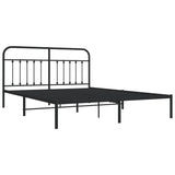 Metal Bed Frame without Mattress with Headboard Black 183x203 cm King - Side View