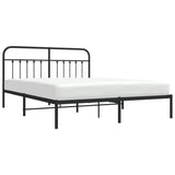 Metal Bed Frame without Mattress with Headboard Black 183x203 cm King - 45-Degree Angle