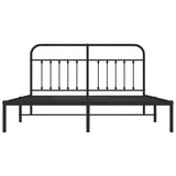 Metal Bed Frame without Mattress with Headboard Black 183x203 cm King - Rear View