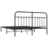 Metal Bed Frame without Mattress with Headboard Black 183x203 cm King - Low Angle