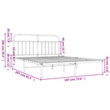 Metal Bed Frame without Mattress with Headboard Black 183x203 cm King - Extra Image