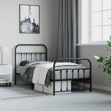 Metal Bed Frame without Mattress with Footboard Black 90x190 cm - Top-Down View