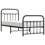 Metal Bed Frame without Mattress with Footboard Black 90x190 cm - 45-Degree Angle