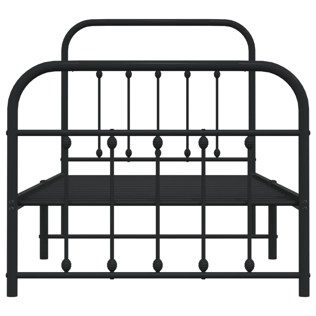 Metal Bed Frame without Mattress with Footboard Black 90x190 cm