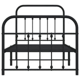 Metal Bed Frame without Mattress with Footboard Black 90x190 cm