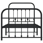 Metal Bed Frame without Mattress with Footboard Black 90x190 cm