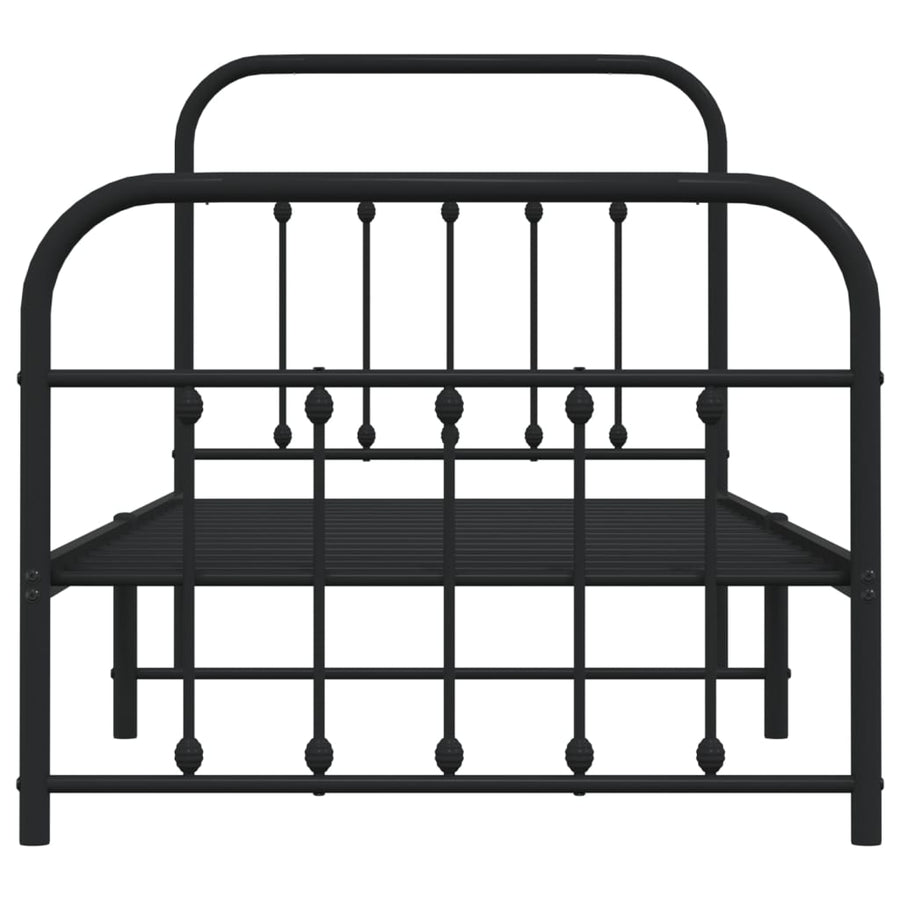 Metal Bed Frame without Mattress with Footboard Black 90x190 cm