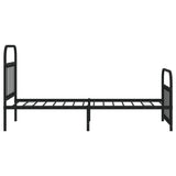 Metal Bed Frame without Mattress with Footboard Black 90x190 cm - Close-Up Angle