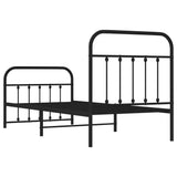 Metal Bed Frame without Mattress with Footboard Black 90x190 cm - Low Angle