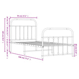 Metal Bed Frame without Mattress with Footboard Black 90x190 cm - Extra Image