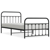 Metal Bed Frame without Mattress with Footboard Black 107x203 cm King Single - Front View