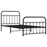 Metal Bed Frame without Mattress with Footboard Black 107x203 cm King Single