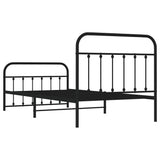 Metal Bed Frame without Mattress with Footboard Black 107x203 cm King Single - Low Angle