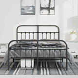Metal Bed Frame without Mattress with Footboard Black 135x190 cm - Side View
