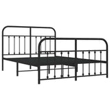 Metal Bed Frame without Mattress with Footboard Black 135x190 cm - Top-Down View