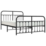 Metal Bed Frame without Mattress with Footboard Black 135x190 cm - 45-Degree Angle