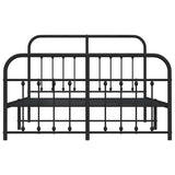 Metal Bed Frame without Mattress with Footboard Black 135x190 cm