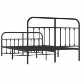 Metal Bed Frame without Mattress with Footboard Black 135x190 cm - Low Angle