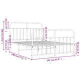 Metal Bed Frame without Mattress with Footboard Black 135x190 cm