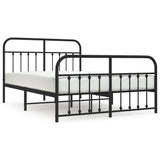 Metal Bed Frame without Mattress with Footboard Black 150x200 cm - Front View