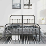 Metal Bed Frame without Mattress with Footboard Black 150x200 cm - Side View