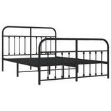 Metal Bed Frame without Mattress with Footboard Black 150x200 cm - Top-Down View