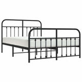 Metal Bed Frame without Mattress with Footboard Black 150x200 cm - 45-Degree Angle