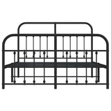 Metal Bed Frame without Mattress with Footboard Black 150x200 cm