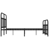 Metal Bed Frame without Mattress with Footboard Black 150x200 cm