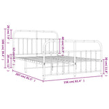 Metal Bed Frame without Mattress with Footboard Black 150x200 cm