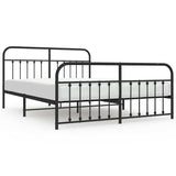 Metal Bed Frame without Mattress with Footboard Black 183x203 cm King - Front View