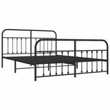 Metal Bed Frame without Mattress with Footboard Black 183x203 cm King