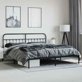 Metal Bed Frame without Mattress with Footboard Black 183x203 cm King - Top-Down View