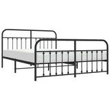 Metal Bed Frame without Mattress with Footboard Black 183x203 cm King