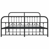 Metal Bed Frame without Mattress with Footboard Black 183x203 cm King