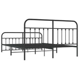 Metal Bed Frame without Mattress with Footboard Black 183x203 cm King - Low Angle