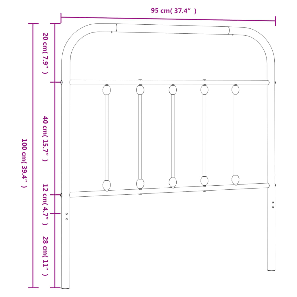 Metal Replace Headboard Black 90 cm