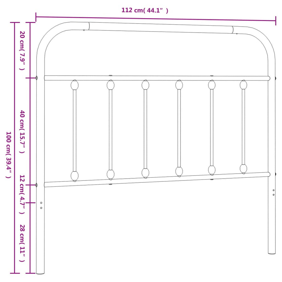 Metal Replace Headboard Black 107 cm