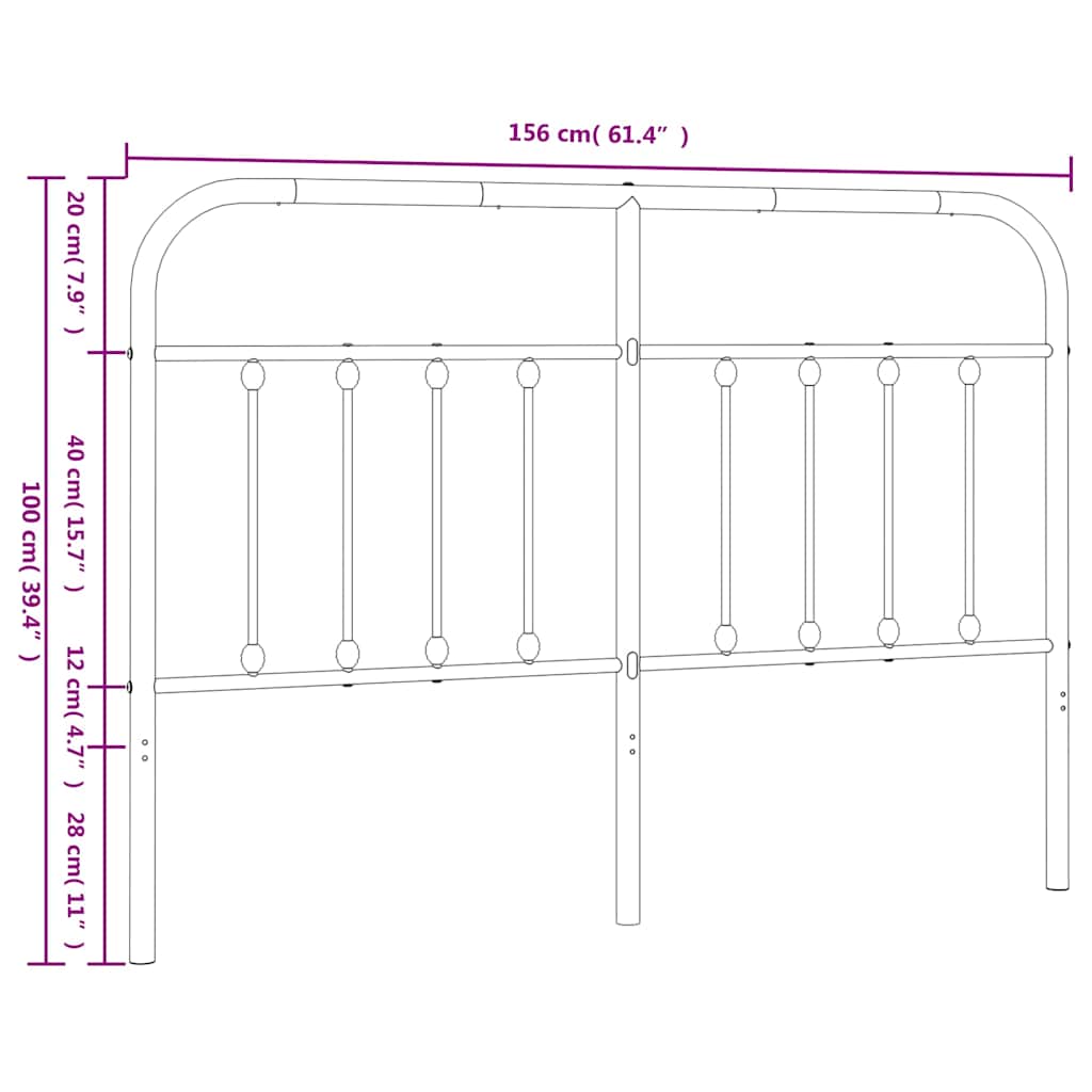Metal Replace Headboard Black 150 cm