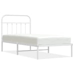 Metal Bed Frame without Mattress with Headboard White 90x190 cm