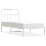 Metal Bed Frame without Mattress with Headboard White 90x190 cm - Front View