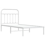Metal Bed Frame without Mattress with Headboard White 90x190 cm