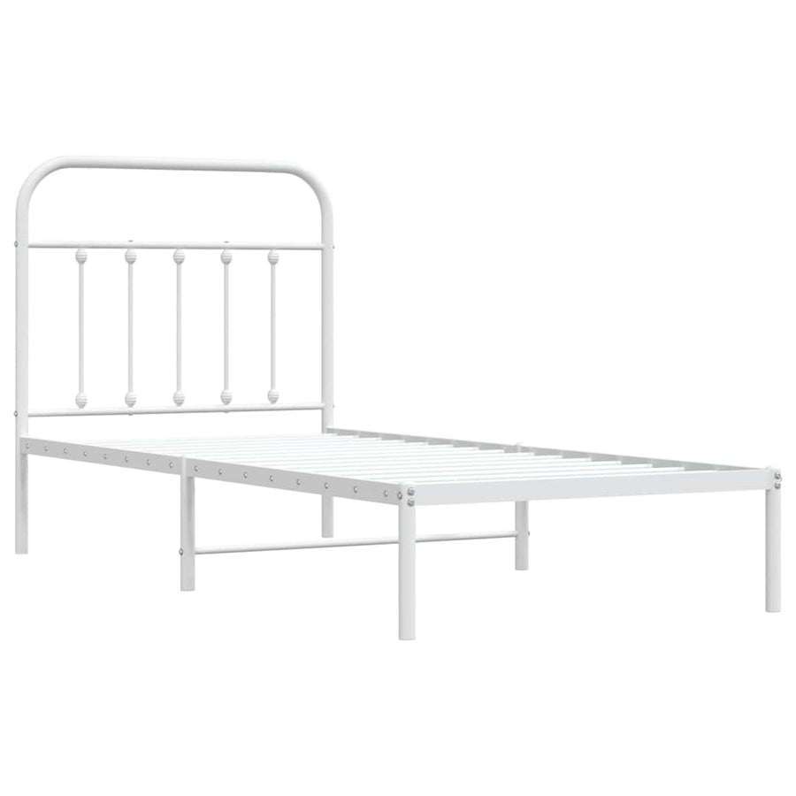 Metal Bed Frame without Mattress with Headboard White 90x190 cm