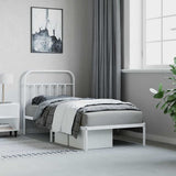 Metal Bed Frame without Mattress with Headboard White 90x190 cm - Top-Down View