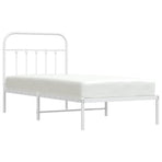 Metal Bed Frame without Mattress with Headboard White 90x190 cm