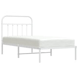 Metal Bed Frame without Mattress with Headboard White 90x190 cm - 45-Degree Angle