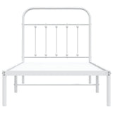 Metal Bed Frame without Mattress with Headboard White 90x190 cm