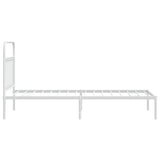 Metal Bed Frame without Mattress with Headboard White 90x190 cm - Close-Up Angle