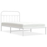 Metal Bed Frame without Mattress with Headboard White 107x203 cm King Single - Front View