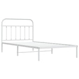 Metal Bed Frame without Mattress with Headboard White 107x203 cm King Single - Side View